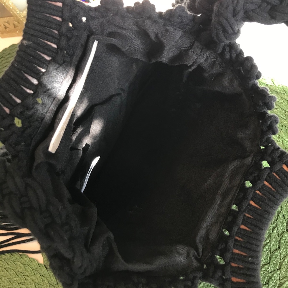 Danielle Nicole Black Macrame Crochet Handbag - image 5